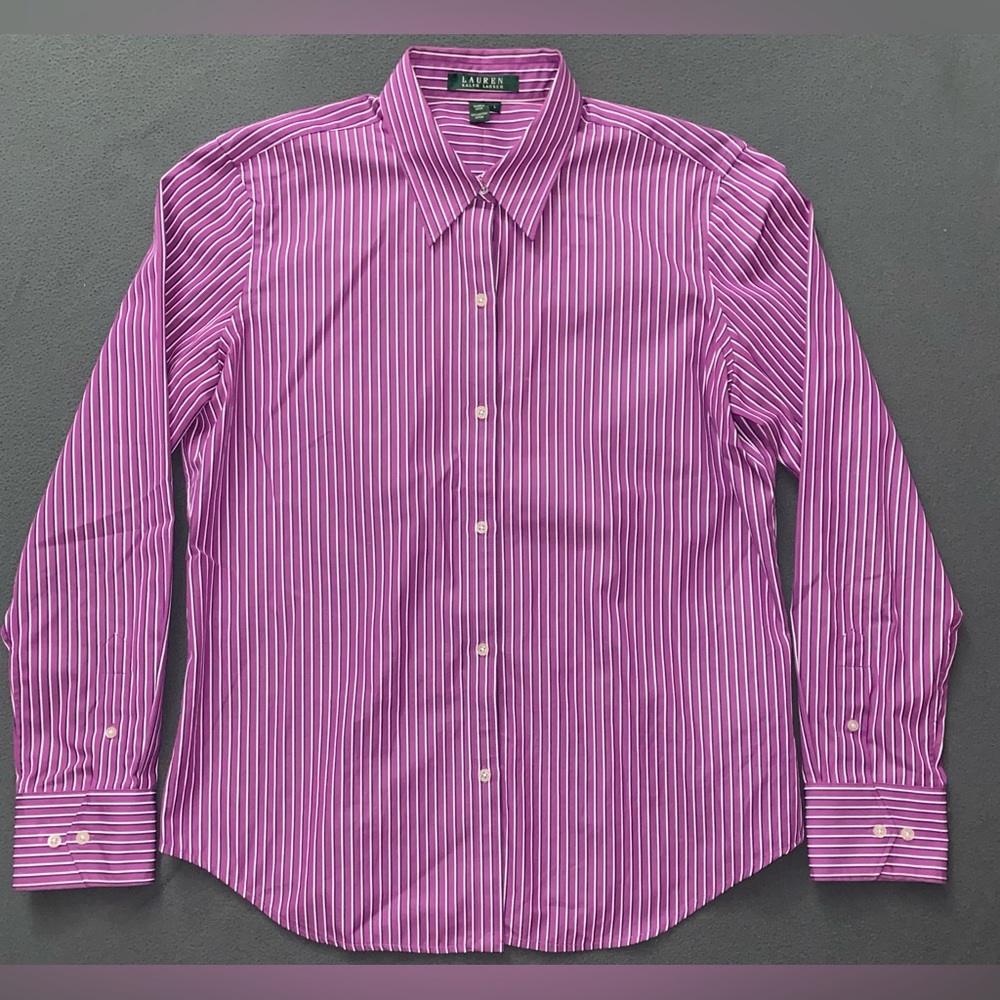 Lauren Ralph Lauren Shirt Womens Size L Multicolor Striped Long Sleeve Button Up
